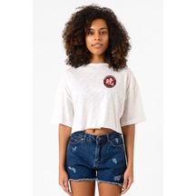 One Piece Anime Ninja Org. N.s Beyaz Kırçıllı Kadın Crop Tshirt Beyaz