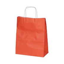Burgu Saplı Turuncu Kağıt Çanta 25x12x31 Cm - 25 Adet