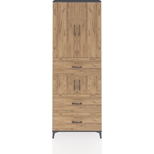 Arges Dolap 4 Raflı 3 Çekmeceli 4 Kapaklı 88x30x243 Antrasit-çam Antrasit