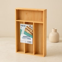 Bambu Çekmece Kaşıklık 22.4x33 Cm - 4 Bölmeli Çok Amaçlı Organizer Çok Renkli