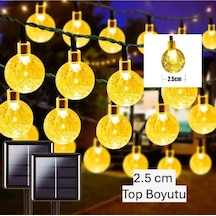 Menfry Güneş Enerjili Solar Büyük 50 Ledli Kristal Top 7 Metre Bahçe Teras Balkon Ağaç Aydınlatma 8 Modlu