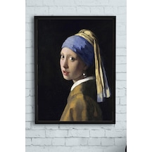 Pster11832 Johannes Vermeer - Inci Küpeli Kız Sanatsal Çerçeveli Tablo 40x50cm 7/8 Yaş