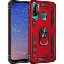 Huawei P40 Lite Uyumlu E Kılıf Sofya Yüzüklü Silikon Kapak - Kırmızı