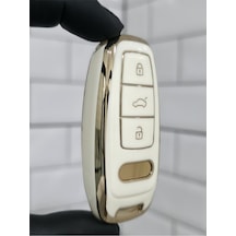 Audi A3 2021-2022 A6l A7 A8 Q8 E Tron C8 D5 Anahtar Kılıfı Beyaz Gold