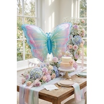 Pembe Mavi Kelebek Folyo Balon Kelebek Temalı Kız Çocuk Doğum Günü Baby Shower Pastel Konsept Parti Süsleme Fotoğraf Köşesi Dekorasyon Balonu