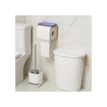 Lavena Dekoratif Banyo Seti Tuvalet Fırçası, Kağıtlık Ve Şık Sepet Beyaz - 710697084 Beyaz