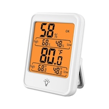 Mc41 Beyaz Dijital Nem Ve Sıcaklık Ölçer, Geniş Ekran, Duvara Veya Masa Üstüne Montaj, Ev Ve Ofis İçin