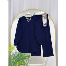 Lovie Moda Kadın Oysh Kumaş İkili Takım Lacivert