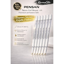 Neon Gel Beyaz Jel Kalem Seti 1.0 Mm 6 Adet Premium Akışkan Japon Mürekkepli Diğer