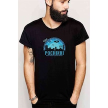 Pubg Pochinki Visit Mavi Baskılı Siyah Erkek Tshirt