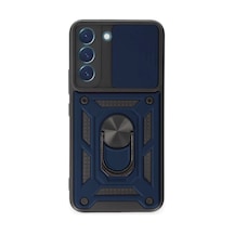 Samsung Uyumlu Galaxy S24 Kılıf Pars Lens Yüzüklü Silikon - Lacivert Standart