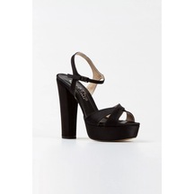 Ersefa Gümüş Ayna Full Taşlı Klasik Köşe Kalıplı Kalın Topuklu Kadın Abi