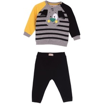 Hscstore Bebek Erkek Baskılı Sarı Swetshirt Eşofman Takım - Kt 116645- Sarı