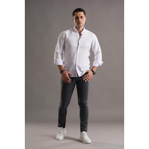 Modtime Slimfit Gofre Kumaş Yaka Düğmeli Uzun Kol Erkek 001