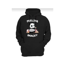 Hunors Sportswear & Company Feelıng Snacky Baskılı Unisex Model Pamuklu Kapüşonlu Sweatshirt SIYAH