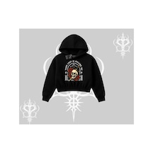 Tarzsokak Kapşonlu Crop Sweatshirt Your Love Is Killing Me Dead Romance Siyah