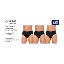 Yıldız Çamaşır Erkek Modal Likralı Kemerli Slip Külot 65-66-67 - 3 Adet Siyah