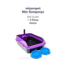 Miyorapet Mor Kampanya Açık Kedi Tuvaleti - Kürek - 2 Mama Kabı Hediyeli