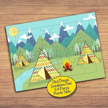 Kamp Alanı- Çadırlar Çocuklara Özel Puzzle Yapboz Tablo-271pz