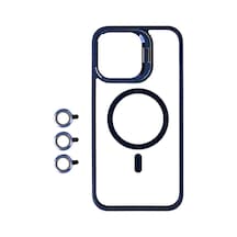 Apple Uyumlu iPhone 15 Pro Max Kılıf Magsafe Şarj Özellikli Standlı Magsafe Klon Lensli Kapak