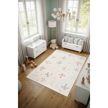 Cotto Kids Ck002r Krem Halı Renkli Fiyonk Desen Kaymaz Taban Yumuşak Yıkanabilir Çocuk Odası Halısı