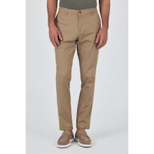 İmza Koyu Vizon Armürlü Yan Cep Düz Paça Slim Fit Pamuklu Casual Chino Pantolon 1003250120 Koyu Vizon