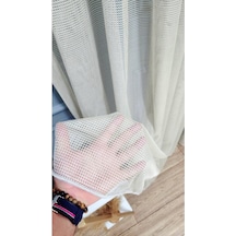 Vizon Bej Renkli Fileli Yeni Tasarım 3kat Pileli File Tül Perde