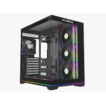 Strong Balerion 7x 120 Mm Fanlı Argb Kumandalı Şerit Ledli Atx Akvaryum Siyah Gaming Bilgisayar Kasası Powersız