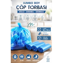 Çöp Torbası Jumbo Boy 10'lu X 5 Rulo Mavi Çöp Poşeti 80x110 Cm