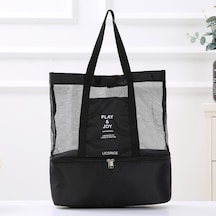 Açık Saklama Çantası, Taşınabilir Omuz Çift Kullanımlı Piknik Çantası Buz Çantası Siyah