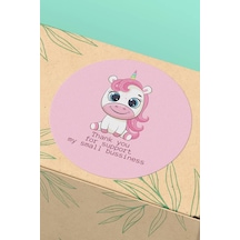 Unicorn Thank You Support Pembe Sticker 3x3cm St2230 Çok Renkli