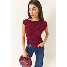 Shade Kadın Drape Detaylı Soft Touch Esnek Viskon Bluz 4019 60284038 - Bordo