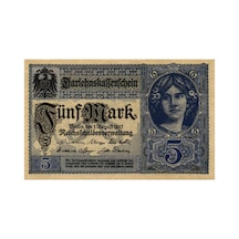 Almanya 1917 Yılı 5 Mark Yabancı Kağıt Para Çil Unc Koleksiyon Para