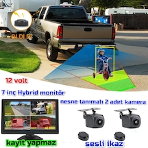 Araç Ve Yaya Tanımalı Sesli İkazlı 2 Adet Kamera Ve 7'' Ekran Set