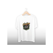 Camping Time Detaylı Unisex Tişört Beyaz