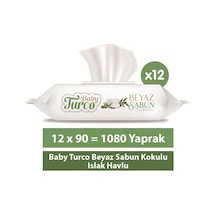 Baby Turco Beyaz Sabun Kokulu Islak Havlu 12X90
