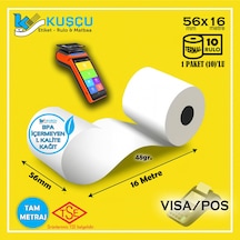 10 Adet 56x16 Tse Belgeli - 1. Kalite - Bpa İçermeyen - Visa,pos,yazar Kasa