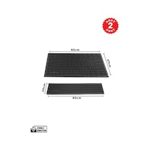 2 Li Avantaj Paketi: 27x45 Cm + 40x10 Cm Çok Amaçlı Kauçuk Mat Set Bulaşık Kurutma Matı, Tencere Altlığı, Cam Kenarı Saksı Altlığı Siyah