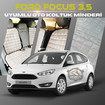 Ford Focus 3.5 Bej Tay Tüyü Cepli & Terletmez Sırtlı Oto Koltuk Minder Seti - Koruma Kılıfı  Ön & Arka Set