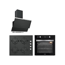 Silverline BO65P4B01 - CS5700E6B01 - 3420 Classy Siyah Cam Ankastre Set