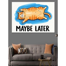 Ahşap Tablo Maybe Later Tembel Kedi Figürü