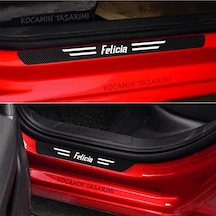 Skoda Felicia Dayanıklı Karbon Kapı Bagaj Koruyucu Folyo Çizik Önleyici Eşik Koruma Seti Felicia Yazılı