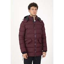 Maraton Sportswear Regular Erkek Kapşonlu Uzun Kol Basic Bordo Mont 21262-bordo Bordo