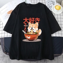 Tarzsokak Beyaz Enjoying Inu Zevk Ramen Yaz -gömlek Lar/e Siyah