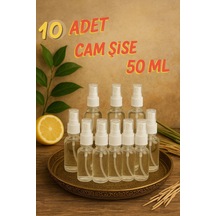 Rotanev 10 Adet Şeffaf Kapaklı Beyaz Sprey Fısfıs Kolonya Dezenfektan Çok Amaçlı Cep Çanta Cam Şişe 50 ML