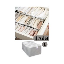 4 Adet Akordiyon Organizer Çekmece Içi Düzenleyici Large Kumaş 45 X 45 Gri Tr Diğer