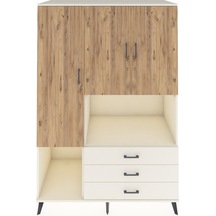 Kronos Dolap 6 Raflı 3 Çekmeceli 3 Kapaklı 132x59x195 Aytaşı-çam/aytaşı Atlas Çam/aytası