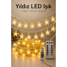 12 Metre 100 Led Yıldız Işık Sarı Renk Usb Kumandalı 8 Modlu Dekoratif Led Aydınlatma Sarı Işık