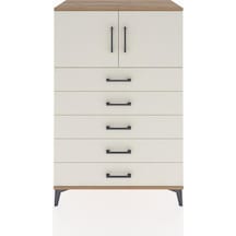 Hyperion Dolap Tek Raflı 5 Çekmeceli 2 Kapaklı 88x44x134 Çam-... Çam