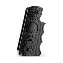 Rigor Universe Colt 1911 Uyumlu Tabanca Kabzası Grip Petg 3d Baskı Punisher Kurukafa Petek Desen Siyah